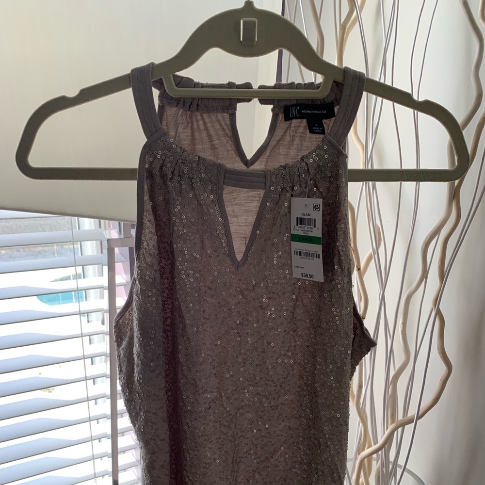 INC gold/Taupe top size L